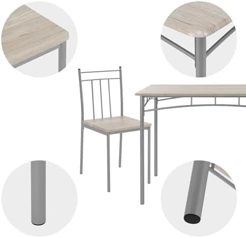 ML-Design Essstuhlset Eiche Hell für 4 Personen: Holz & Metallbeine, ideal für Esszimmer & Küche