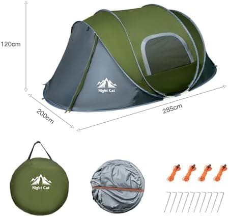Night Cat Wasserdichtes Wurfzelt 2-4 Personen: Outdoor Sport Picknick Wandern Reise Zelt