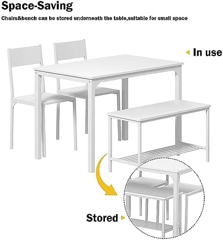 Sogesfurniture 4-teiliges Essgruppe Vintagebraun für Wohnzimmer und Esszimmer mit Ablagefläche und Rechteckigem Esstisch