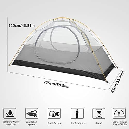 Bessport 3 Personen Ultraleichte Camping Zelte, 3-4 Saison Wasserdicht & Winddicht Kuppelzelt, Ideal für Erwachsene, Wan