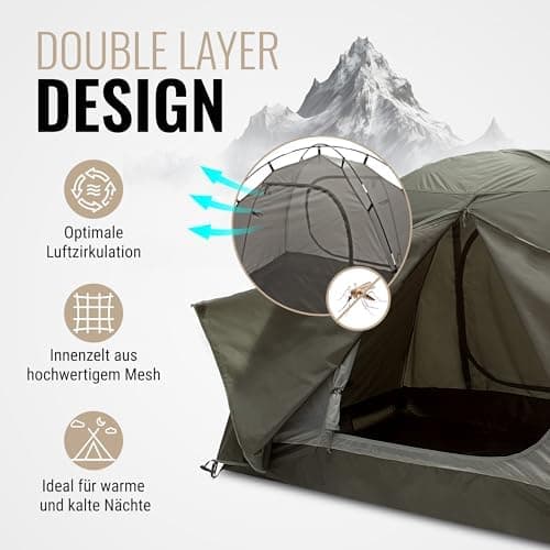 WANDERFALKE® 2-4 Personen Wasserdichtes Zelt |000mm, Ultraleicht & kleines Packmaß, Outdoor Zelte für Campen & Reisen