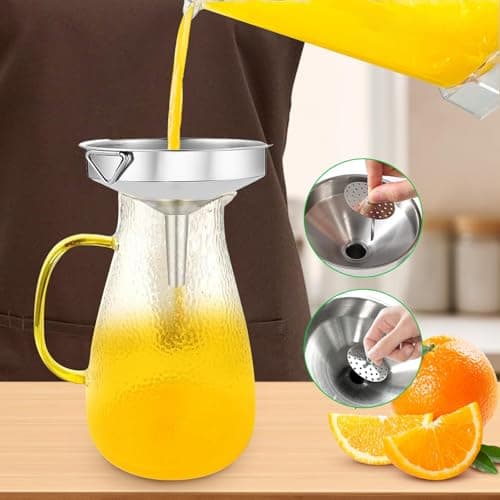 Edelstahl Trichter Set für Küche mit Griff und Sieb 200 Mesh Filter Reinigungsbürste Einfülltrichter 9 Stk