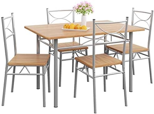 Casaria® Esstisch mit 4 Stühlen Holz 5-TLG Set Industrial Paul Weiß  
Casaria® Industrial Esszimmer Möbel Holz 4 Stühle