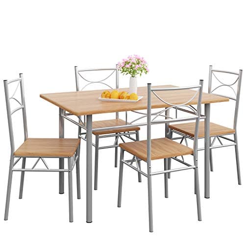 Casaria® Esstisch mit 4 Stühlen Holz 5-TLG Set Industrial Paul Weiß  
Casaria® Industrial Esszimmer Möbel Holz 4 Stühle