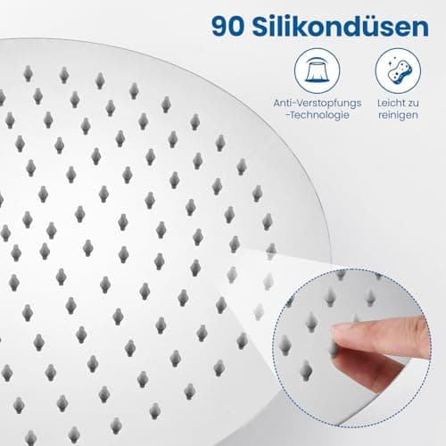 Auralum Regendusche Duschkopf 12 Zoll, edelstahlige Selbstreinigende Düsen, 360° Verstellbar, Chrom Recycled Claim Stand