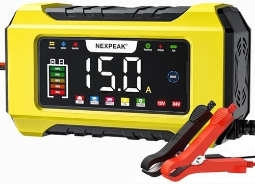 NEXPEAK NC215 - 15A Autobatterieladegerät, intelligentes LiFePO4 Lademodul für Auto & LKW + Rasenmäher, 12V/24V, 9-stufi