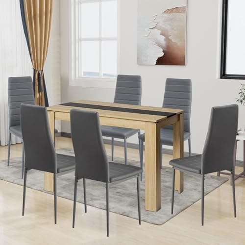 Esszimmergruppe mit 4 Stühlen Esstisch Hochlehner Kunstleder Sitzgruppe für Familie
| 110cm Eiche-Schwarz Tisch + 4 Sch