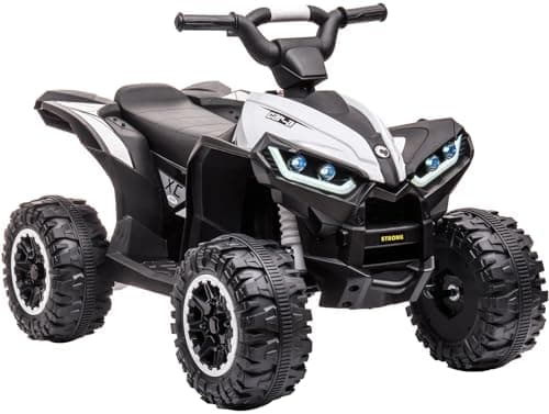 12V Kinderquad Elektroauto für 3+ Jahrealte Kinder mit LED und Musik, 2 Geschwindigkeiten und Hupe, Fernbedienung inklus