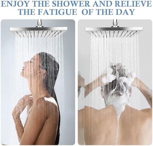 AiQInu 8-Zoll Runder Duschkopf Regendusche - Wassersparend, Anti-Kalk-Düsen, Edelstahl-Wasserfall-Duschkopf - Global Rec