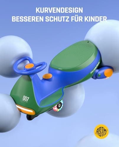 FanttikRide N7 Pro Kinder Elektroauto - Elektrisches Rutschauto für 3-7Jährige - Bluetooth, Pedal, Typ-C Aufladung, Leuc