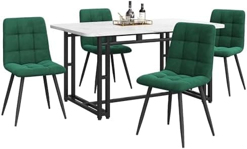 HAUSPROFI Modern Holzmöbel Esstisch Set für Küche Wohnzimmer Büro (Grün + Schwarz, Samt, 140x80x74cm)  
HAUSPROFI Rechte