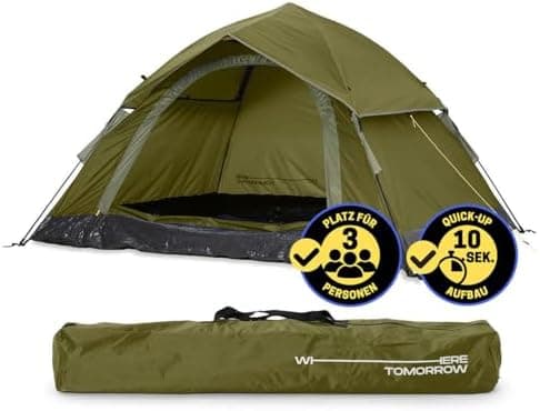 Lumaland Camping Zelt - Leichtes Pop Up Wurfzelt 210x190x110cm | Trekking & Festival Igluzelt | 2-4 Personen Wasserdicht