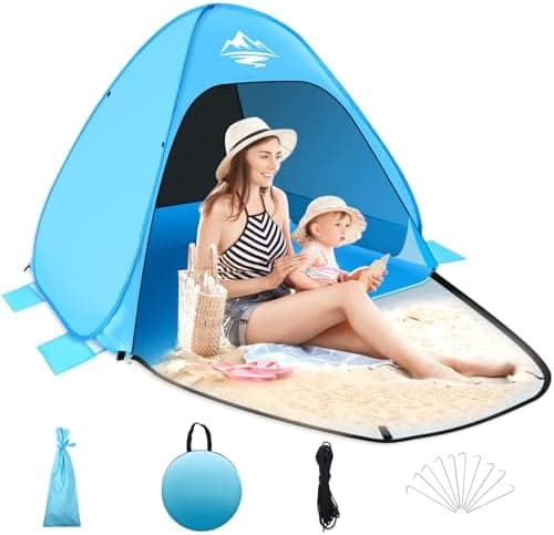 MAXDONE Strandmuschel Pop Up Strandzelt für Familien UV50+ Schutz Automatisches Strand Camping Zelt Tragbar Extra Light