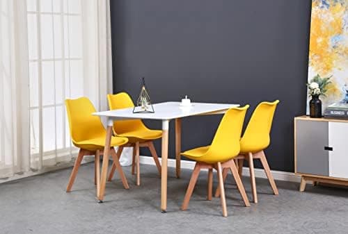 **GrandCA HOME Rechteckiger weißer Esstisch mit beige Stühlen für Esszimmer, Küche und Wohnzimmer**
| **Rechteckiger Gr