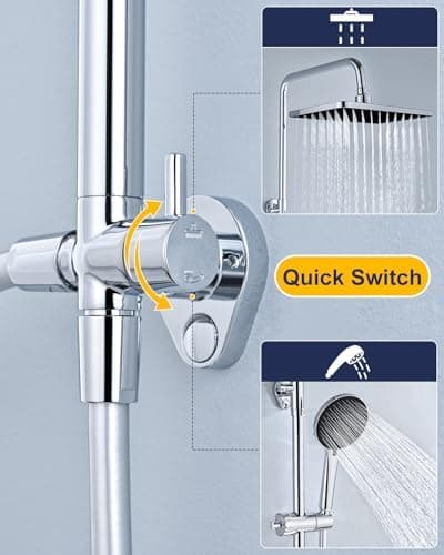 YEAUPE PRO Regendusche 10 Zoll – Edelstahl 304, Hochdruck Kopfbrause mit Selbstreinigenden Düsen und Chromierz[eventscen
