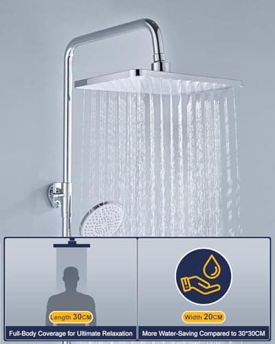 YEAUPE PRO Regendusche 10 Zoll – Edelstahl 304, Hochdruck Kopfbrause mit Selbstreinigenden Düsen und Chromierz[eventscen