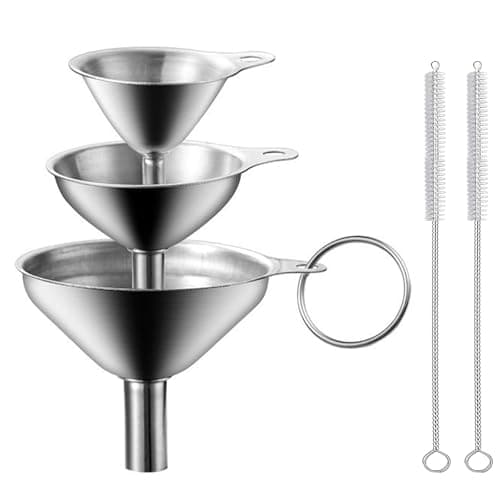 3 Stück Edelstahl Trichter Set für Küche, mit Reinigungsbürsten (7,5/5,5/4,5cm)  
3 Stück Edelstahl Trichter für Mini Kü