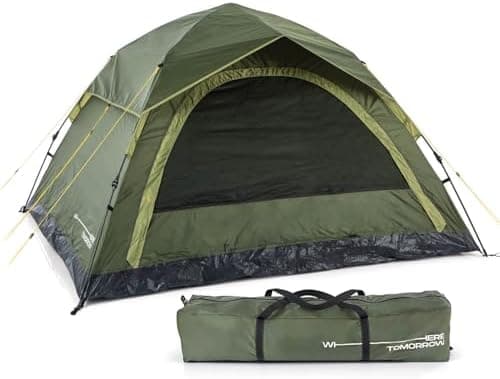 Lumaland Camping Zelt - Leichtes Pop Up Wurfzelt 210x190x110cm | Trekking & Festival Igluzelt | 2-4 Personen Wasserdicht