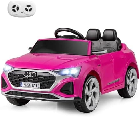 COSTWAY Kinder Elektroauto Audi SQ8 Schwarz für 3+ Jahrige Kinder in 12V 3-Gang Konfiguration mit Fernbedienung, Hupe un