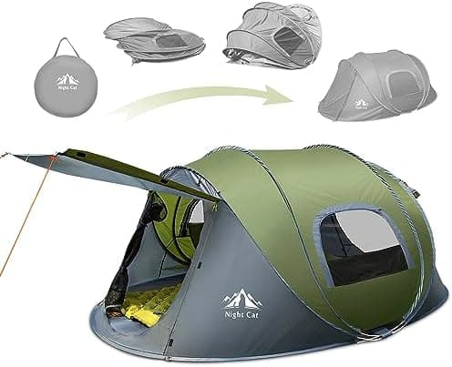Night Cat Wasserdichtes Wurfzelt 2-4 Personen: Outdoor Sport Picknick Wandern Reise Zelt
