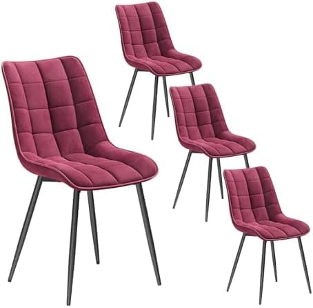 WOLTU Esszimmerstühle 2er Set, gepolstert mit Samt, für Wohn- und Esszimmer, Hochlastige Küchenstühle, Dunkelgrau