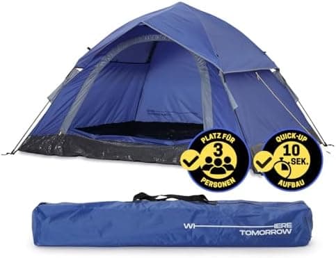Lumaland Camping Zelt - Leichtes Pop Up Wurfzelt 210x190x110cm | Trekking & Festival Igluzelt | 2-4 Personen Wasserdicht