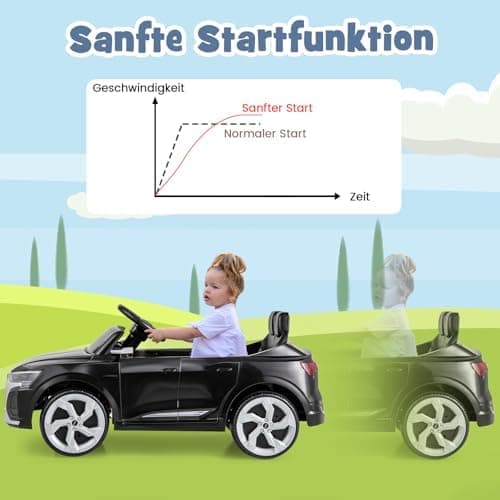COSTWAY Kinder Elektroauto Audi SQ8 Schwarz für 3+ Jahrige Kinder in 12V 3-Gang Konfiguration mit Fernbedienung, Hupe un