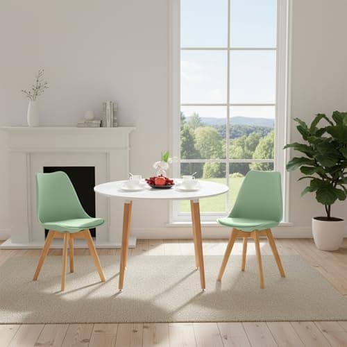H.J WeDoo Skandinavisches Esszimmer Esstisch Set mit 4 Stühlen Eiscreme-Grün 100cm