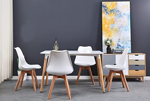 **GrandCA HOME Rechteckiger weißer Esstisch mit beige Stühlen für Esszimmer, Küche und Wohnzimmer**
| **Rechteckiger Gr
