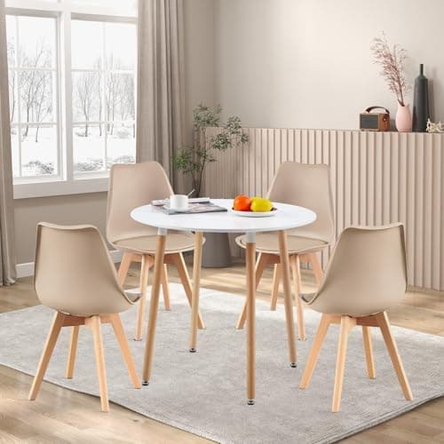 H.J WeDoo Skandinavisches Esszimmer Esstisch Set mit 4 Stühlen Eiscreme-Grün 100cm