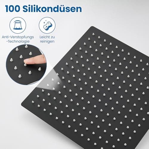Auralum Regendusche Duschkopf 12 Zoll, edelstahlige Selbstreinigende Düsen, 360° Verstellbar, Chrom Recycled Claim Stand