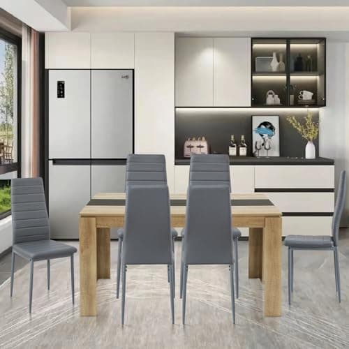 Esszimmergruppe mit 4 Stühlen Esstisch Hochlehner Kunstleder Sitzgruppe für Familie
| 110cm Eiche-Schwarz Tisch + 4 Sch