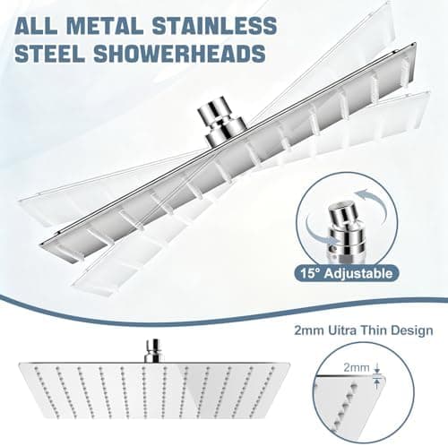 Regenduschkopf Duschkopf Edelstahl 304 360° Verstellbar 30x30cm Rain Shower Head Rainwalddusche