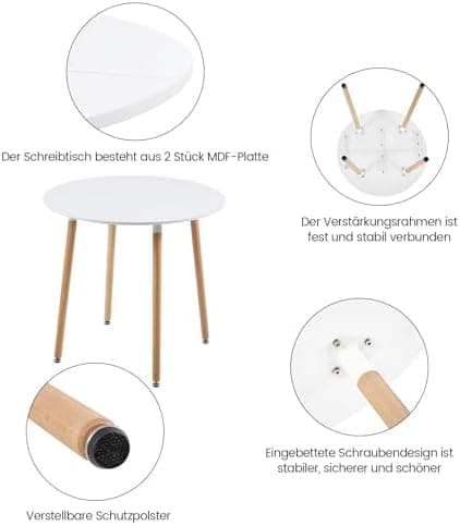H.J WeDoo Skandinavisches Esszimmer Esstisch Set mit 4 Stühlen Eiscreme-Grün 100cm