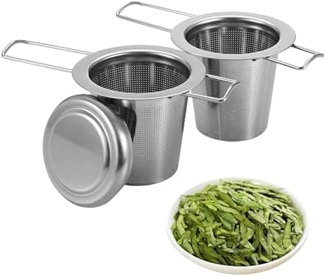 2 Stück Teefilter Edelstahl 304, feines Netz, passend für die meisten Tassen und Teeschüsseln
| Edelstahl 304 Teesieb 2