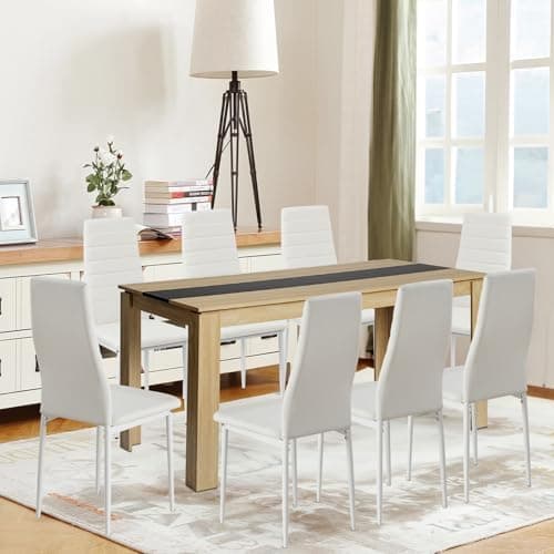 Esszimmergruppe mit 4 Stühlen Esstisch Hochlehner Kunstleder Sitzgruppe für Familie
| 110cm Eiche-Schwarz Tisch + 4 Sch