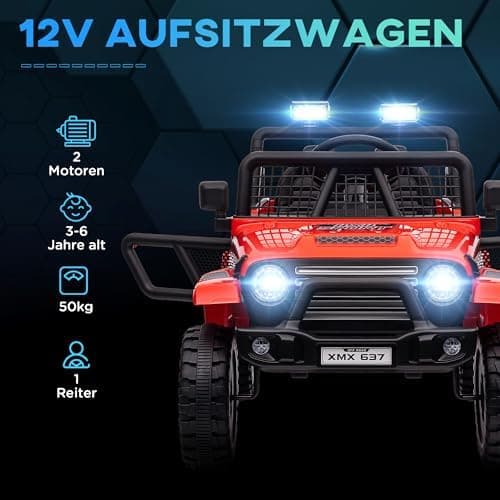 AIYAPLAY Kinder Elektroauto für 3-6 Jahrealte Kinder mit Fernbedienung, Musik, Scheinwerfer und Hupe, 12 V Stoßdämpfung,