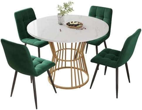 HAUSPROFI Esstisch Set Grün+Schwarz 5-teilig 100x75cm Küchenübersetzung Esszimmergruppe Modern Design Holzmöbel für Küch