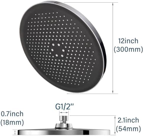 Runder Kopfbrause Regendusche 25CM, Hochdruck Wassersparend, Selbstreinigend (Silber)  
Fester Duschkopf Regendusche Gro