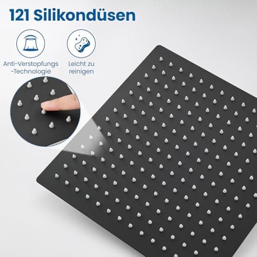 Auralum Regendusche Duschkopf 12 Zoll, edelstahlige Selbstreinigende Düsen, 360° Verstellbar, Chrom Recycled Claim Stand