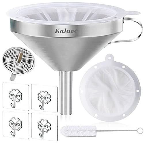 Kalave Lebensmittelqualität Edelstahl Trichter 13cm 200 Mesh Filter für Öle und Saft Küchenaccessoire