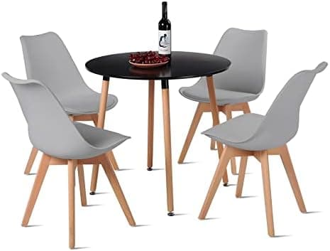 H.J WeDoo Skandinavisches Esszimmer Esstisch Set mit 4 Stühlen Eiscreme-Grün 100cm