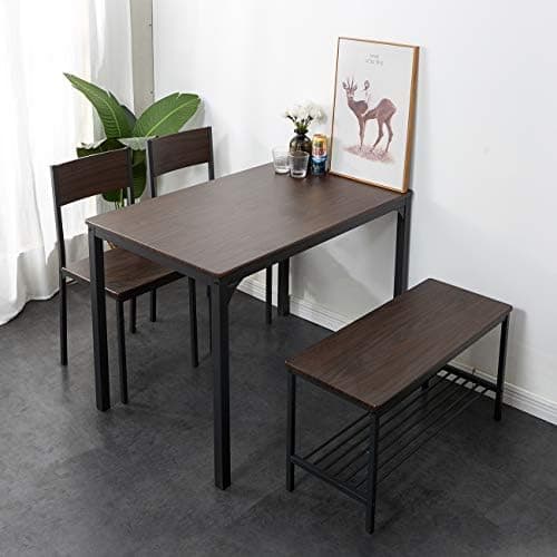 Sogesfurniture 4-teiliges Essgruppe Vintagebraun für Wohnzimmer und Esszimmer mit Ablagefläche und Rechteckigem Esstisch
