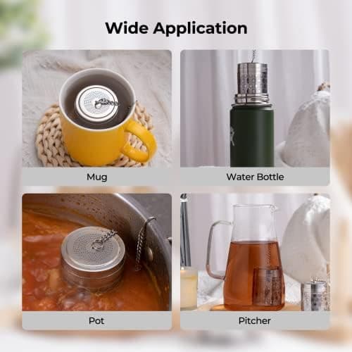 Reinmoson Edelstahl Teesieb für Losen Tee – 5 x 7,1 cm Gewürzei Teeei Groß mit extra feinem Netz – Schwarztee, Rooibos,