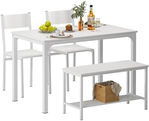 Sogesfurniture 4-teiliges Essgruppe Vintagebraun für Wohnzimmer und Esszimmer mit Ablagefläche und Rechteckigem Esstisch
