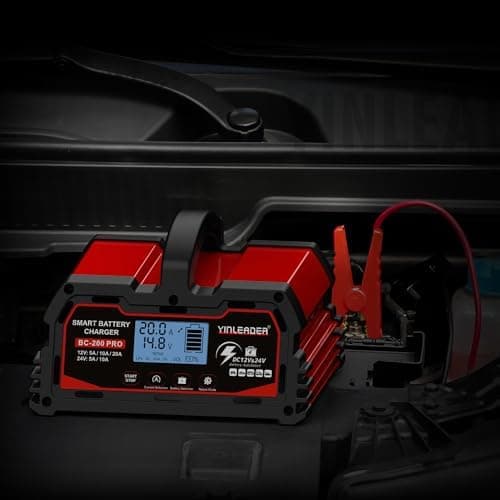 Yinleader intelligenter Autobatterieladegerät für Motorrad mit LCD-Display und Vollautomatisches Erhaltungsladung