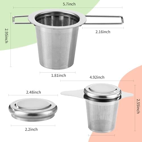 3 Stück Teesieb für Losen Tee, Edelstahl mit Deckel und Faltbare Griffe, ideal für Tassen und Tee-Schalen