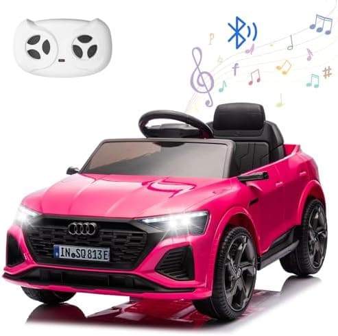 HAUSPROFI Elektro Kinderauto mit Bluetooth für Kinder 3-6 Jahre - Weiß | Sicherheitsgurt, Musik, Fernbedienung