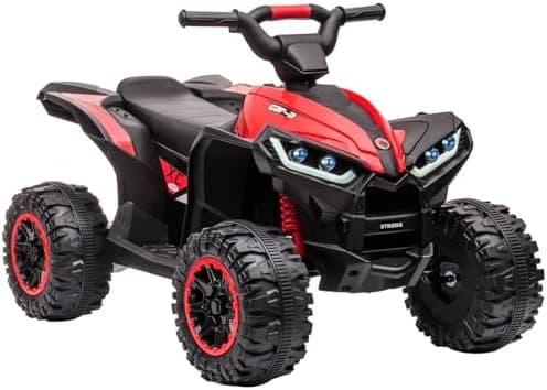 12V Kinderquad Elektroauto für 3+ Jahrealte Kinder mit LED und Musik, 2 Geschwindigkeiten und Hupe, Fernbedienung inklus