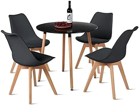 H.J WeDoo Skandinavisches Esszimmer Esstisch Set mit 4 Stühlen Eiscreme-Grün 100cm